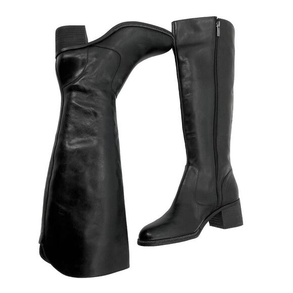Franco Sarto Lauralei Black Leather Upper Tall Boots Size 7.5M NWOB - Picture 4 of 9